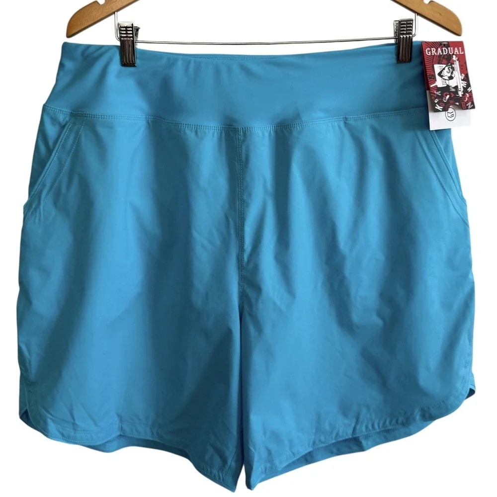 Gradual NEW Aqua Blue Lined Briefs 4 Way Stretch Shorts w/ Pockets Size XXL #441